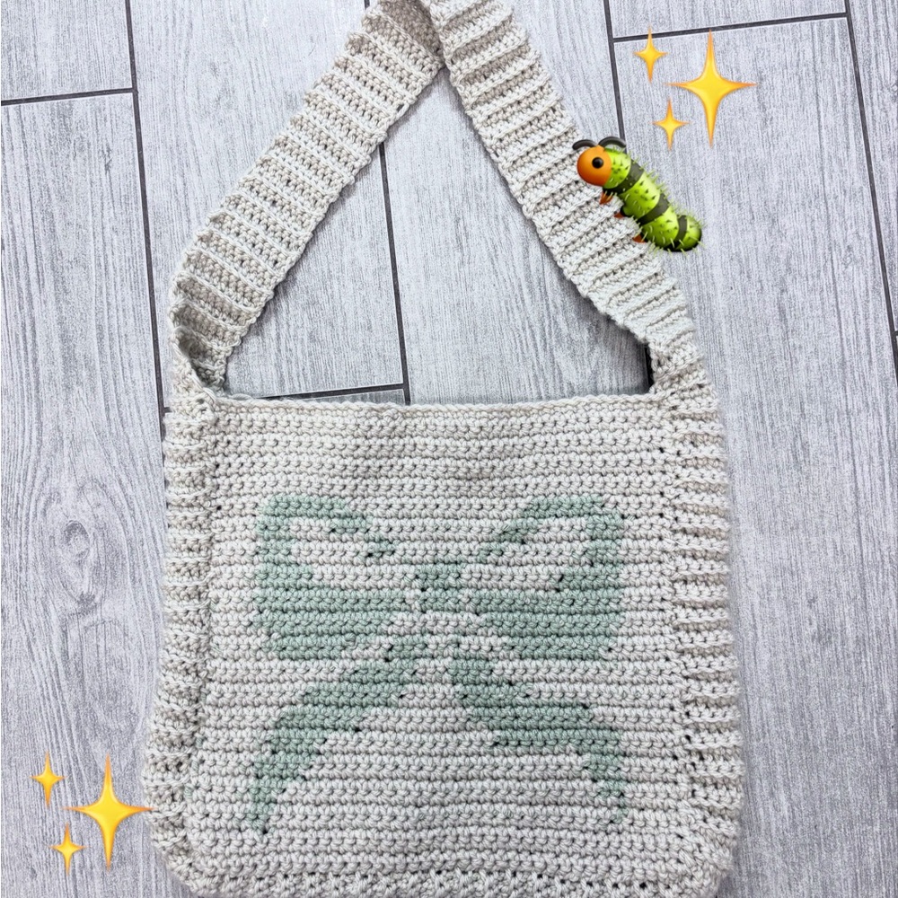 Handcrafted Cream and Green Crossbody Bag